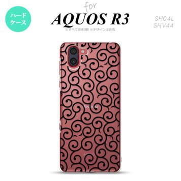 SH-04L SHV44 R3 AQUOS R3 スマホケース カバー 唐草 クリア 黒 nk-r3-1126