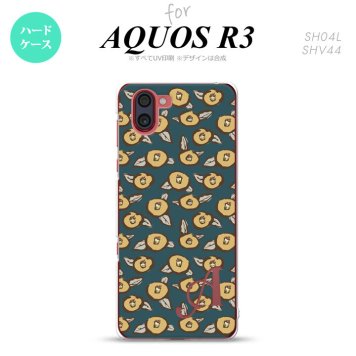 SH-04L SHV44 R3 AQUOS R3 スマホケース カバー つばき 紺 +アルファベット nk-r3-1703i