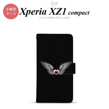 【手帳型 スマホ カバー ケース】【SO02K】【エクスペリア XZ1】手帳型 ケース SO-02K スマホ カバー Xperia XZ1 Compact エクスペリア 翼(ハート) 黒×黒 nk-004s-so02k-dr467【メール便送料無料】