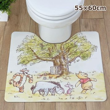 マット トイレマット 拭ける 抗菌 防臭 防カビ 撥水 PVC ビニール製 55×60cm くまのプーさん かわいい 可愛い お洒落 ディズニー Disney 滑り止め 1人暮らし 模様替え 新生活