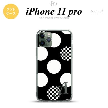 iPhone11Pro iPhone11 Pro スマホケース ソフトケース 水玉 A 黒 白 +アルファベット メンズ レディース nk-i11p-tp1111i