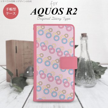 SH-03K/SHV42/706SH AQUOS R2 手帳型スマホケース カバー 丸 ピンク  nk-004s-r2-dr1664