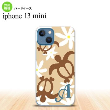 iPhone13mini iPhone13 mini ケース ハードケース ホヌ ティアレ ベージュ +アルファベット  nk-i13m-1081i