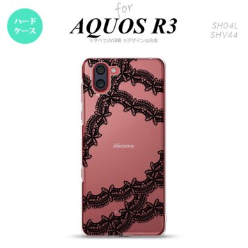 SH-04L SHV44 R3 AQUOS R3 スマホケース カバー レース 帯 B 黒 nk-r3-1100