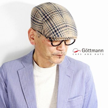 Gottmann ハンチング ハンチング帽 大きいサイズ 父の日 ギフト メンズ 春夏 ゴットマン 帽子 Jackson チェック柄 60cm 61cm ベージュ 男性 誕生日 プレゼント ギフト包装 ラッピング