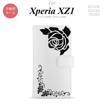 【手帳型 スマホ カバー ケース】【SO01K】【エクスペリア XZ1】手帳型 ケース SO-01K スマホ カバー Xperia XZ1 エクスペリア バラA 黒 nk-004s-so01k-dr1065【メール便送料無料】