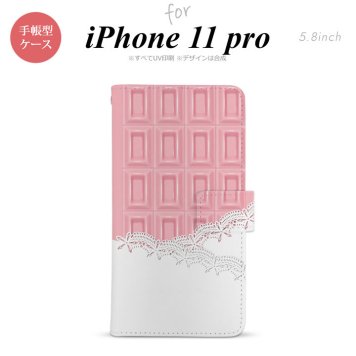 iPhone11Pro iPhone11 Pro 手帳型スマホケース カバー チョコ ストロベリー レース ピンク  nk-004s-i11p-dr739