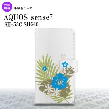 sense7 sense7 手帳型スマホケース カバー ハイビスカス クリア 水色 2022年 11月発売 nk-004s-sens7-dr1052