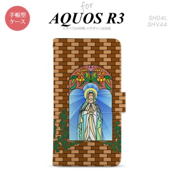 SH-04L/SHV44 AQUOS R3 手帳型スマホケース カバー マリア様 ベージュ  nk-004s-r3-dr1502