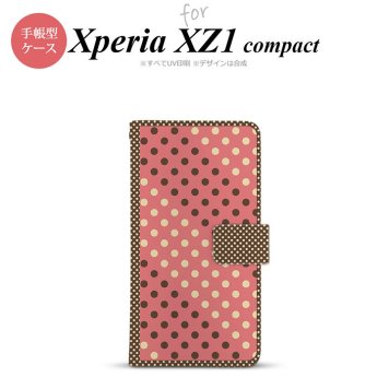 【手帳型 スマホ カバー ケース】【SO02K】【エクスペリア XZ1】手帳型 ケース SO-02K スマホ カバー Xperia XZ1 Compact エクスペリア ドット・水玉 赤×茶 nk-004s-so02k-dr1645【メール便送料無料】