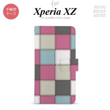 【手帳型 スマホ カバー ケース】【SO01J】【エクスペリア XZ 】手帳型 ケース SO-01J スマホ カバー XPERIA XZ エクスペリア パッチワーク風 ミックスB nk-004s-so01j-dr1672【メール便送料無料】