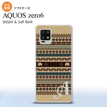 SHG04 SHG04 ZERO6 AQUOS zero6 スマホケース ソフトケース エスニック ゾウ ベージュ ブルー +アルファベット メンズ レディース nk-zero6-tp1572i