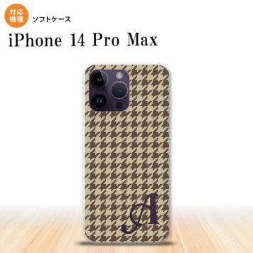 iPhone14 ProMax iPhone14 Pro Max スマホケース 背面ケースソフトケース 千鳥 格子 小 茶 +アルファベット 2022年 9月発売 nk-i14pm-tp910i