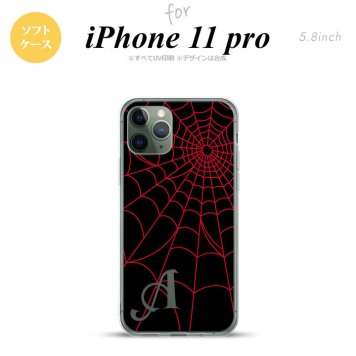 iPhone11Pro iPhone11 Pro スマホケース ソフトケース 蜘蛛 巣 A 赤 +アルファベット メンズ レディース nk-i11p-tp932i