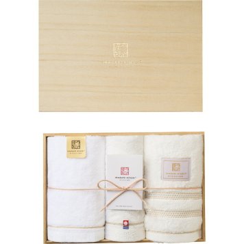 【直送】今治謹製 白織×至福×ご褒美タオル フェイスタオル 3枚セット 木箱入 [26-7007-036] SISET500 今治タオル アソート 吸水 タオル ギフト プレゼント 内祝い お祝い 返礼品 日本製