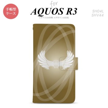SH-04L/SHV44 AQUOS R3 手帳型スマホケース カバー 翼 光 ゴールド風  nk-004s-r3-dr462
