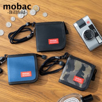 mobac モバック 財布 メンズ 2つ折り ストラップ付き L字ファスナー ウォレットコード 斜めがけ 首掛け 紐付き