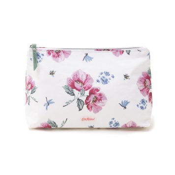 キャスキッドソン Cath Kidston ポーチ 化粧ポーチ マルチポーチ 831178 MATT ZIP COSMETIC BAG マット ジップ コスメティックバッグ White WILD GARDEN 花柄ホワイト系マルチ