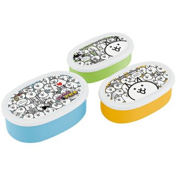 にゃんこ大戦争 抗菌食洗機対応シール容器 3Pセット ※送料無料(北海道・沖縄は除く)