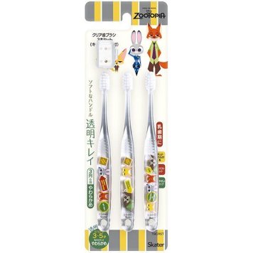 ズートピア/ワッペン クリア子ども歯ブラシ 3P (園児用) スケーター ※送料無料(ポスト投函)