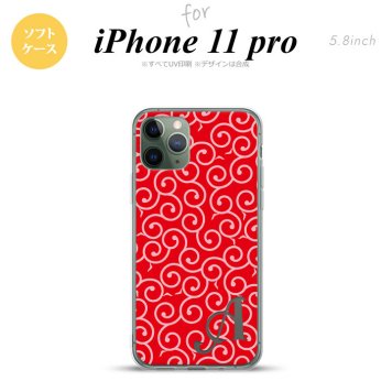 iPhone11Pro iPhone11 Pro スマホケース ソフトケース 唐草 赤 ピンク +アルファベット メンズ レディース nk-i11p-tp1132i