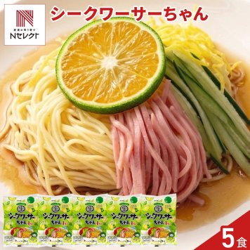 プレミアム シークワーサーちゃん 冷やし中華 5食セット 冷やし麺 生麺 スープ付き 個包装 夏麺 中華麺 ポスト投函便