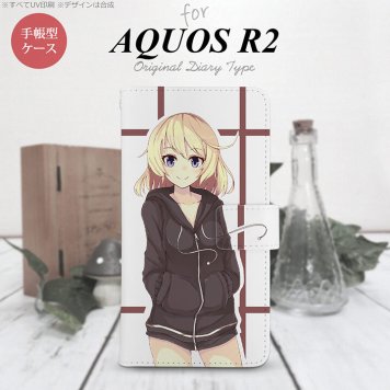 SH-03K/SHV42/706SH AQUOS R2 手帳型スマホケース カバー 女の子 キャラ 茶色  nk-004s-r2-dr1331