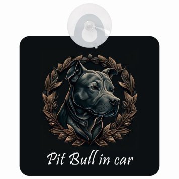 Pit Bull ピットブル Aタイプ 車 窓ガラス 吸盤タイプ 犬 かっこいい おしゃれ イラスト付 DOG IN CAR ドッグインカー ドッグオンボード 安全対策 セーフティサイン デコ 外出 ドライブ カーサイン 吸盤