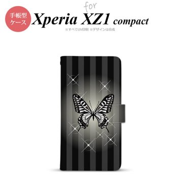 【手帳型 スマホ カバー ケース】【SO02K】【エクスペリア XZ1】手帳型 ケース SO-02K スマホ カバー Xperia XZ1 Compact エクスペリア バタフライ・蝶(D) 黒 nk-004s-so02k-dr315【メール便送料無料】