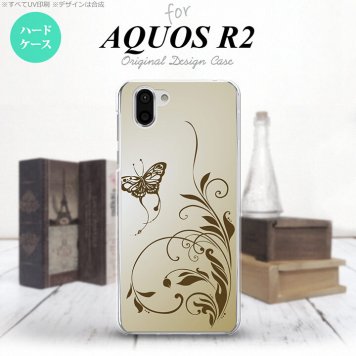 AQUOS R2 アクオス アール2 SH-03K SHV42 専用 スマホケース カバー ハードケース 蝶と草 ゴールド nk-r2-1635[スマホ,スマホケース,スマホカバー,ケース,カバー,ジャケット]