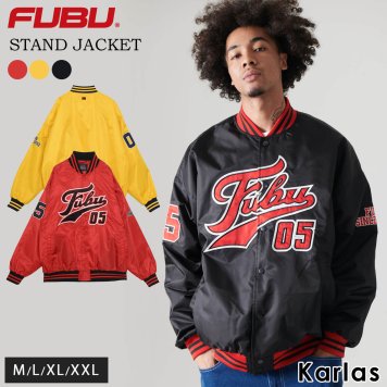 FUBU フブ ジャケット アウター スタジャン 中綿 キルト ロゴ ワッペン 刺繍 ナイロンジャケット 野球 ジャンパー オーバーサイズ アメカジ ユニセックス karlas 敬老の日 プレゼント ギフト
