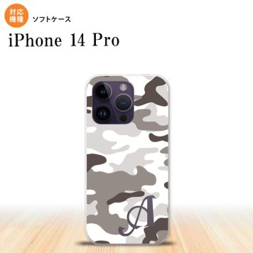 iPhone14 Pro iPhone14 Pro スマホケース 背面ケースソフトケース ウッドランド 迷彩 B グレー +アルファベット 2022年 9月発売 nk-i14p-tp1146i