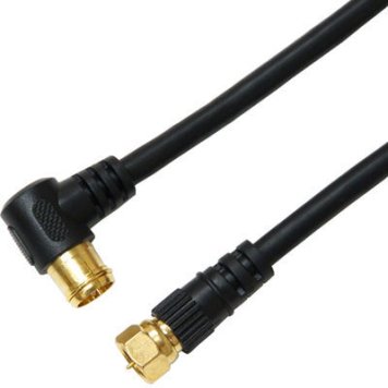 ホーリック 【メール便での発送商品】 HORIC アンテナケーブル S4CFB同軸 5.0m F型差込式/ネジ式コネクタ L字/ストレートタイプ HAT50-044LSBK