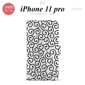 iPhone11Pro iPhone11 Pro 手帳型スマホケース カバー 唐草 クリア 黒  nk-004s-i11p-dr1126