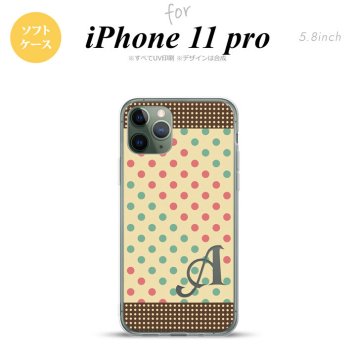 iPhone11Pro iPhone11 Pro スマホケース ソフトケース ドット 水玉 C ベージュ ミント +アルファベット メンズ レディース nk-i11p-tp1647i
