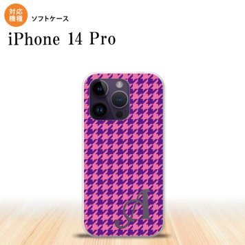 iPhone14 Pro iPhone14 Pro スマホケース 背面ケースソフトケース 千鳥 格子 小 紫 +アルファベット 2022年 9月発売 nk-i14p-tp907i