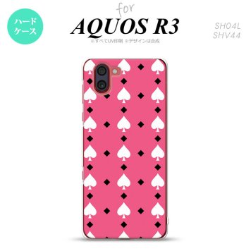 SH-04L SHV44 R3 AQUOS R3 スマホケース カバー トランプ スペード ピンク 白 nk-r3-542