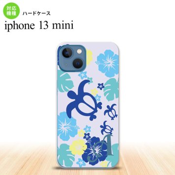 iPhone13mini iPhone13 mini ケース ハードケース ホヌ ハイビスカス 青 +アルファベット  nk-i13m-1107i