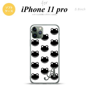 iPhone11Pro iPhone11 Pro スマホケース ソフトケース カエル かえる A 白 黒 +アルファベット メンズ レディース nk-i11p-tp167i