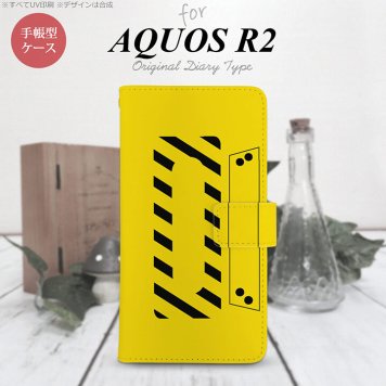 SH-03K/SHV42/706SH AQUOS R2 手帳型スマホケース カバー カセットテープ 黄  nk-004s-r2-dr190