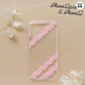 iPhone12/iPhone12pro iPhone12 / iPhone12pro スマホケース ソフトケース レース 帯 A ピンク メンズ レディース nk-i12-tp1095