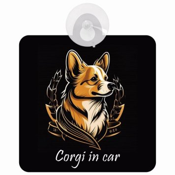 Corgi コーギー Bタイプ 車 窓ガラス 吸盤タイプ 犬 かっこいい おしゃれ イラスト付 DOG IN CAR ドッグインカー ドッグオンボード 安全対策 セーフティサイン デコ 外出 ドライブ カーサイン 吸盤