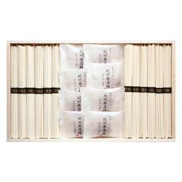 実りの秋の贈り物 紀州南高梅･讃岐うどん詰合せ（木箱入） セット内容/讃岐うどん（50g）×12、紀州南高梅はちみつ漬け×8