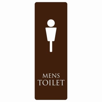 トイレ 案内 シール MENS ブラウン ホワイト 長方形 縦 ドア 防水 屋内 屋外 サインステッカー ピクトサイン トイレマーク表示 案内 注意 施設 御手洗 TOILET おしゃれ シンプル 安全対策
