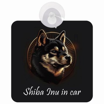Kuro Shiba 黒柴 Aタイプ 車 窓ガラス 吸盤タイプ 犬 かっこいい おしゃれ イラスト付 DOG IN CAR ドッグインカー ドッグオンボード 安全対策 セーフティサイン デコ 外出 ドライブ カーサイン 吸盤