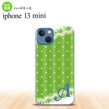 iPhone13mini iPhone13 mini ケース ハードケース ドット レース C 緑 +アルファベット  nk-i13m-1615i