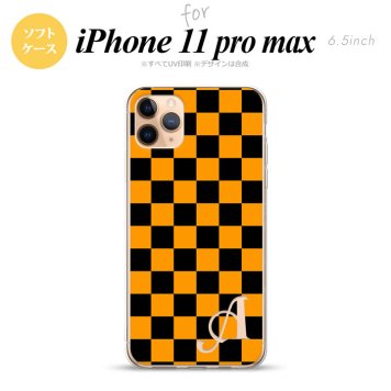 iPhone11ProMax iPhone11pro max スマホケース ソフトケース スクエア 黒 オレンジ +アルファベット メンズ レディース nk-i11pm-tp761i
