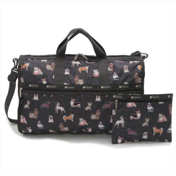 レスポートサック LeSportsac ボストンバッグ 斜めがけバッグ 7185 E001 LARGE WEEKENDER ラージウィークエンダー TAKE A BOW WOW ドッグ柄グレー系マルチ
