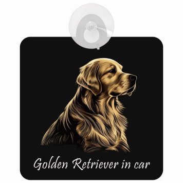 Golden Retriever ゴールデンレトリバー Aタイプ 車 窓ガラス 吸盤タイプ 犬 かっこいい おしゃれ イラスト付 DOG IN CAR ドッグインカー ドッグオンボード 安全対策 セーフティサイン デコ 外出 ドライブ カーサイン 吸盤