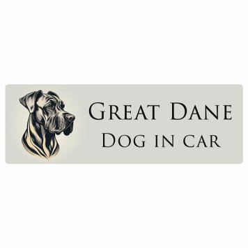 ドッグ カーステッカー イラスト付 Dog in Car グレートデン Aタイプ セーフティサイン 犬種別 長方形 15x5cm シール リア あおり運転対策 Dog Sticker 屋外 屋内 防水 かわいい おしゃれ 安全対策 カーサイン